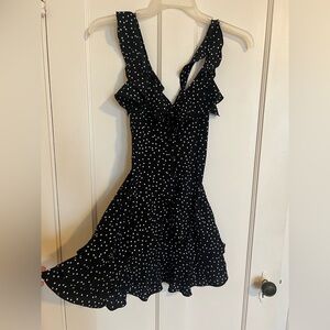 Polka Dot Mini Dress - Black